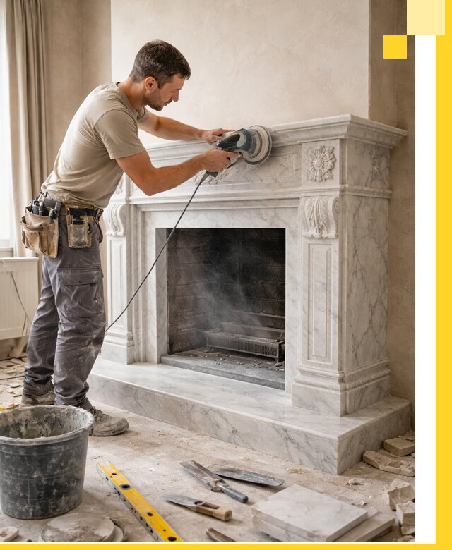 Изготовление и установка мраморных каминов в Клинцах под ключ