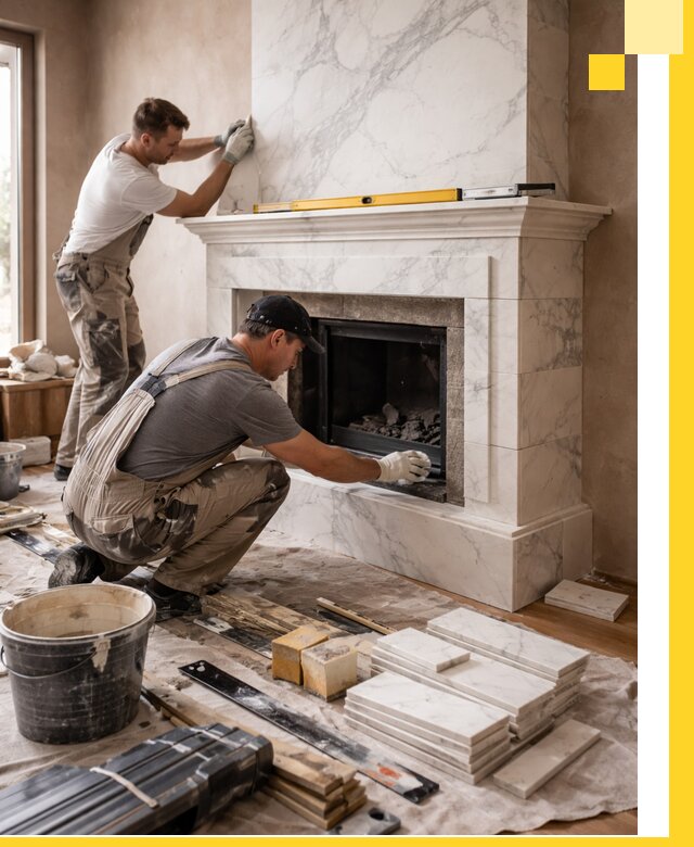 Отделка каминов в Клинцах качественные облицовочные работы