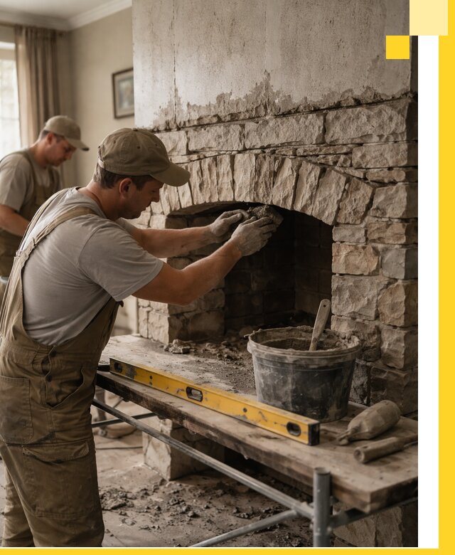 Изготовление каминов под ключ в Клинцах, монтаж и отделка