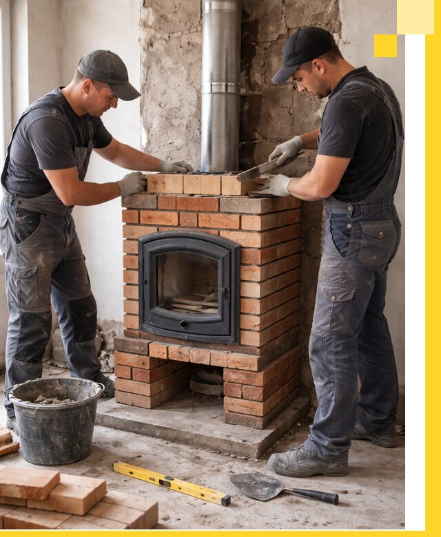 Монтаж печи камина под ключ в Клинцах с гарантией и пусконаладкой