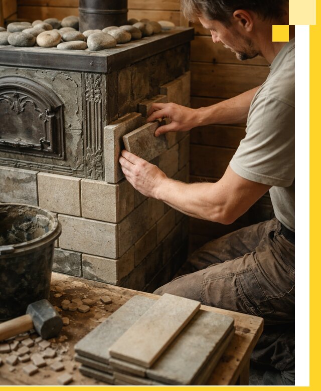 Облицовка банных печей в Клинцах профессиональная отделка