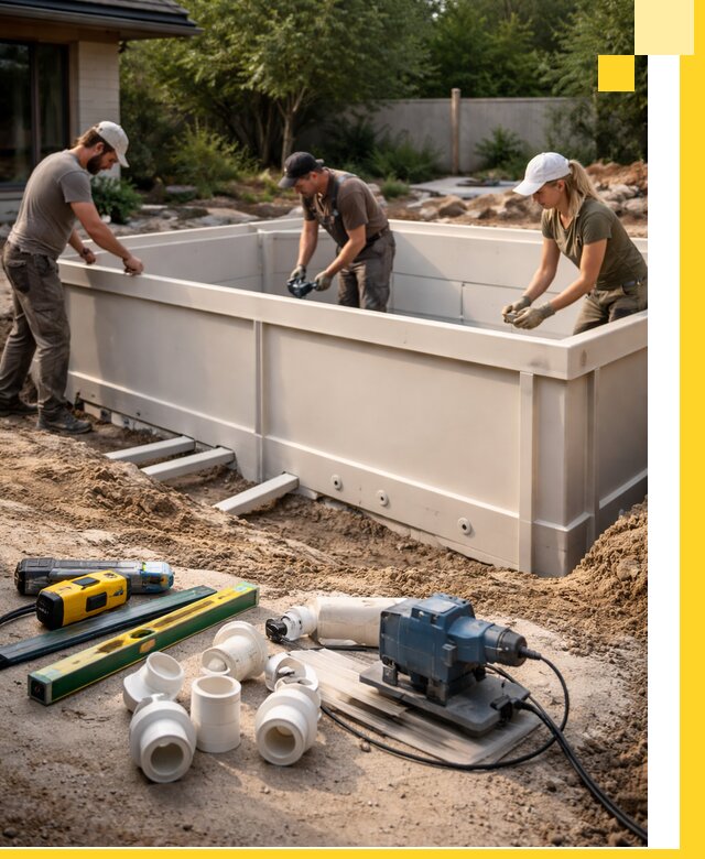 Установка полипропиленовых бассейнов под ключ в Клинцах