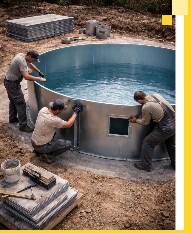 Круглые бассейны под ключ в Клинцах проектирование и монтаж