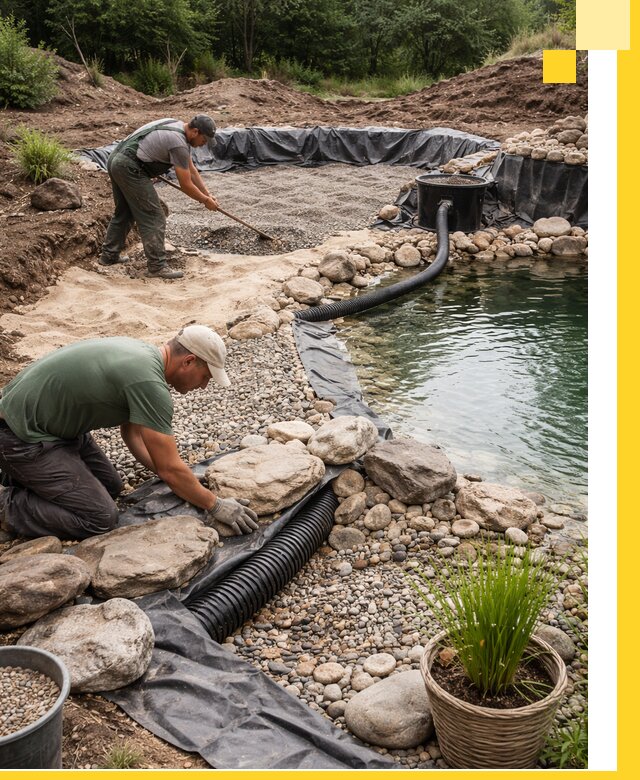 Строительство природных бассейнов и озер в Клинцах под ключ