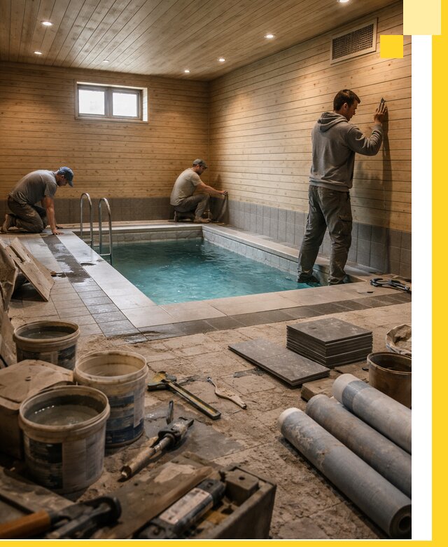 Строительство бани с бассейном и сауной под ключ в Клинцах