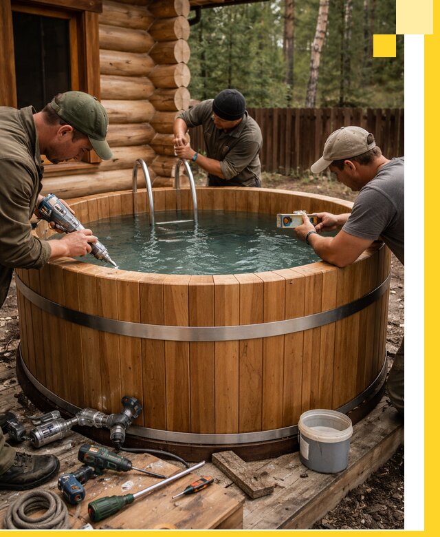 Строительство бань с купелью под ключ и отделкой в Клинцах