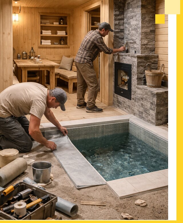 Строительство бань с комнатой отдыха под ключ в Клинцах