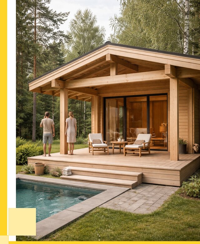 Бани с террасой под ключ в Клинцах от 623760 р. | ЭриданКлы