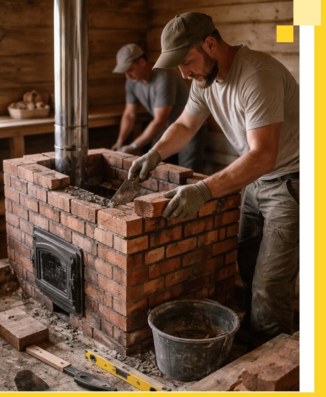 Кирпичные печи для бани под ключ в Клинцах, проект и монтаж