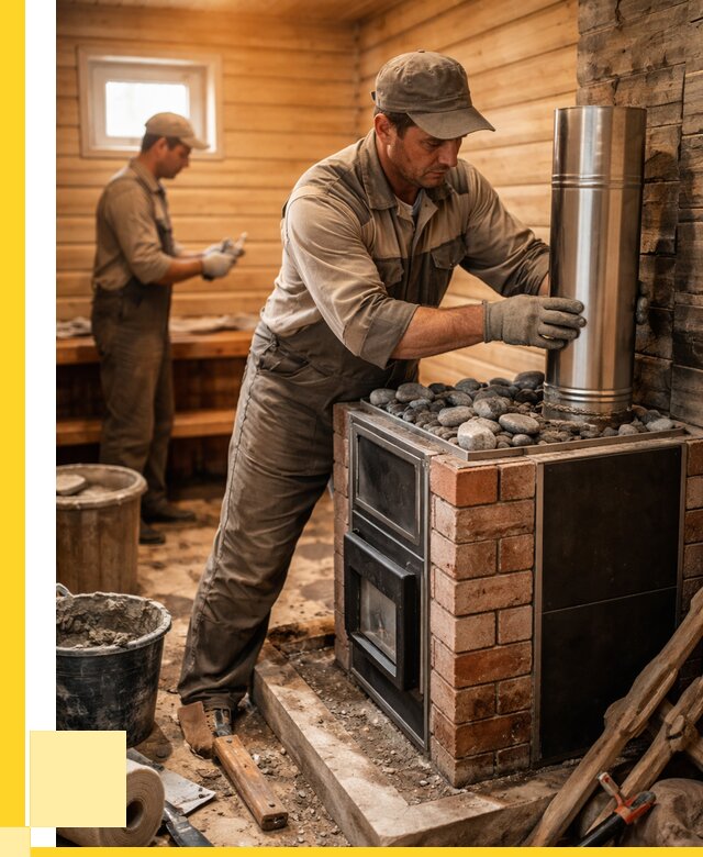 Монтаж печи в бане под ключ в Клинцах от 20792 р. | ЭриданКлы