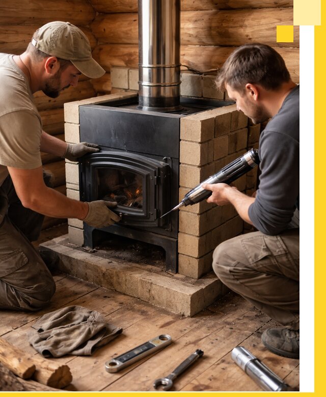 Монтаж и установка печи в бане под ключ с гарантией в Клинцах