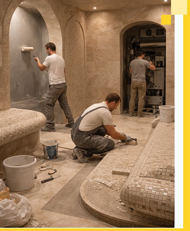 Строительство бани с хамамом и бассейном под ключ в Клинцах