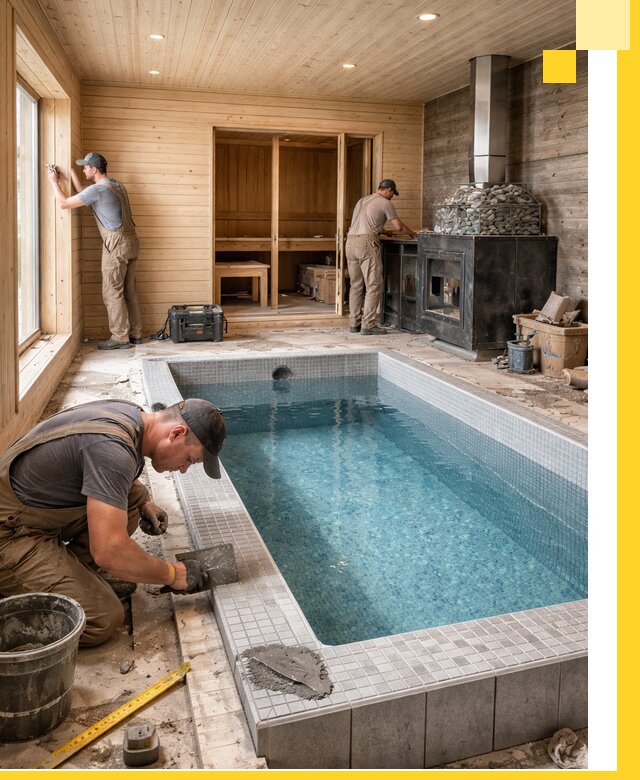 Проект бани с бассейном и сауной в Клинцах под ключ