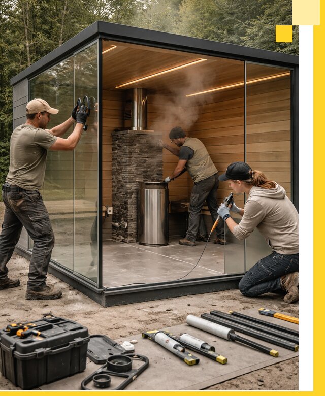 Проектирование и строительство стеклянных бань в Клинцах