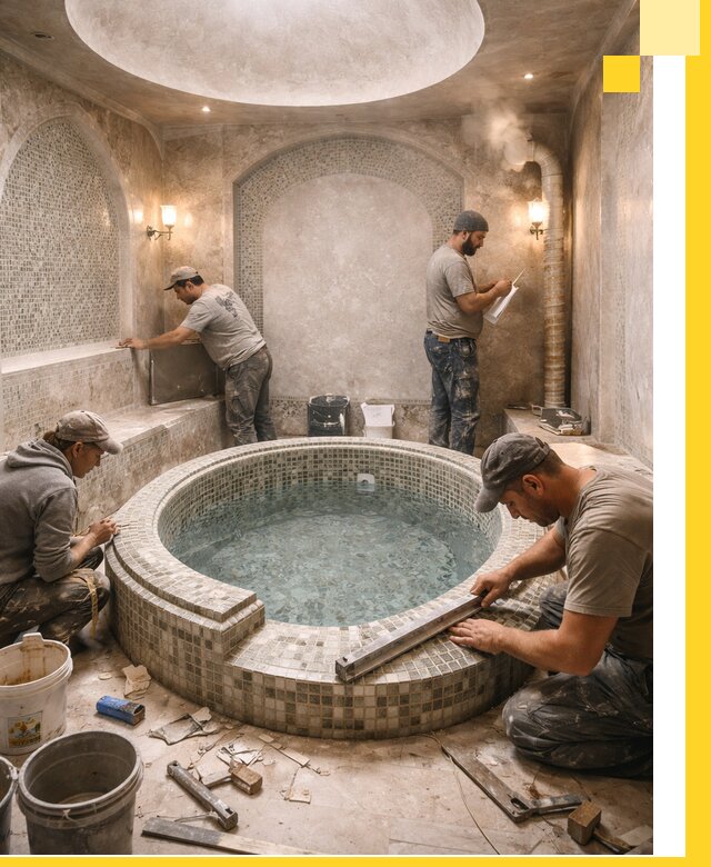 Профессиональное строительство хамама с бассейном в Клинцах под ключ