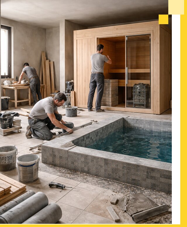 SPA зоны под ключ с бассейном сауной и печью в Клинцах